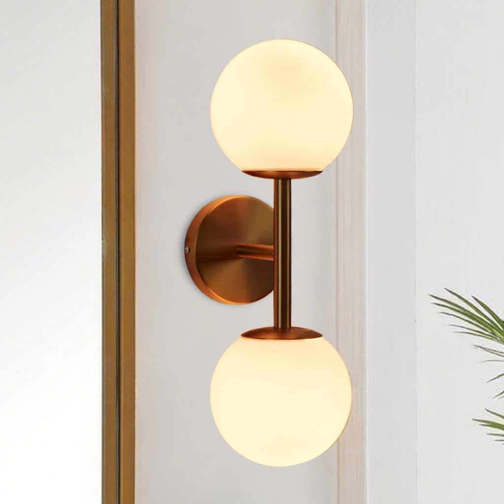 Fiberglass Glow Double Wall Sconce: Cast Fiberglass with White Textured Finish and Pewter/Gold Accents for Kitchen, Bathroom, Outdoor