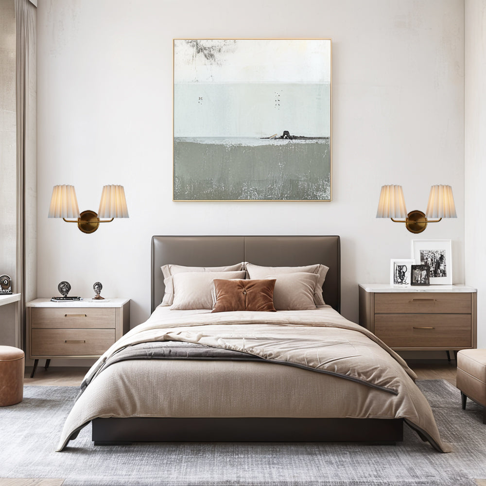 Modern Brass Double Sconce for Transitional Decor - Hardwired Lighting for Bedrooms, Living Rooms, and Hallways