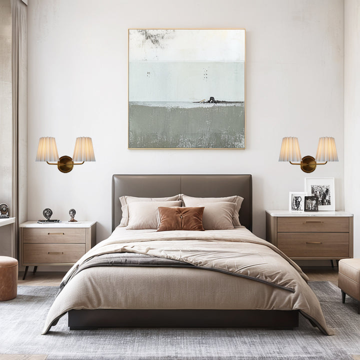 Modern Brass Double Sconce for Transitional Decor - Hardwired Lighting for Bedrooms, Living Rooms, and Hallways
