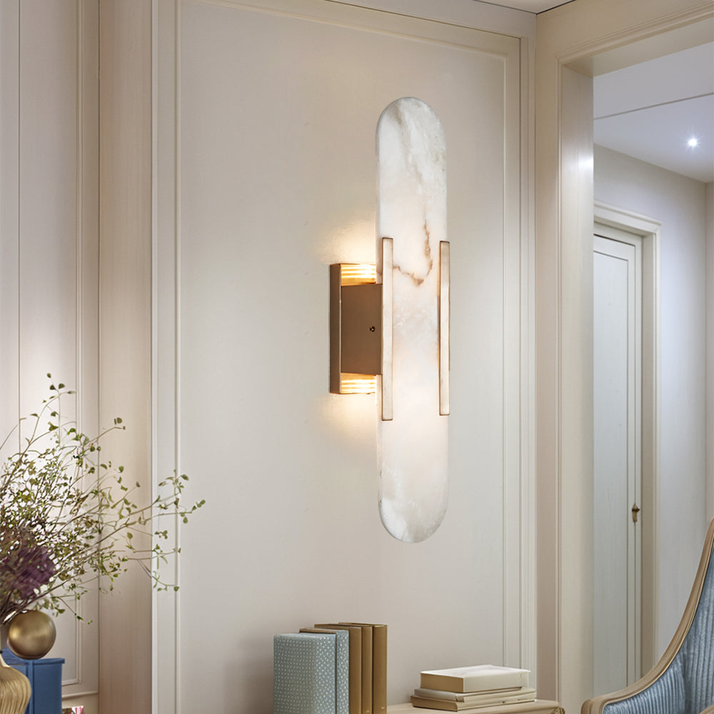 Alabaster Elegance Backplate Sconce - Elegant Alabaster Design with Stunning Finishes - Perfect for Bathroom Sconce