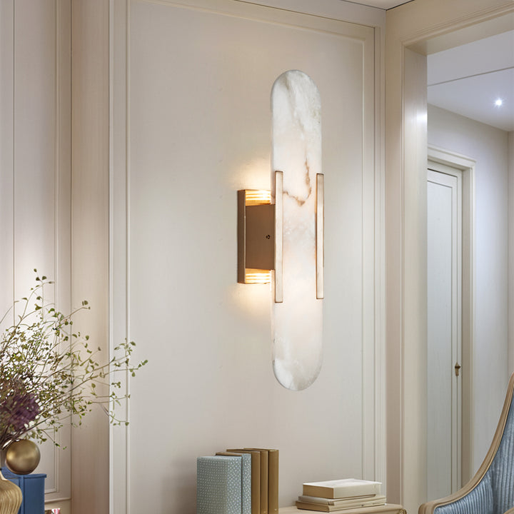 Alabaster Elegance Backplate Sconce - Elegant Alabaster Design with Stunning Finishes - Perfect for Bathroom Sconce