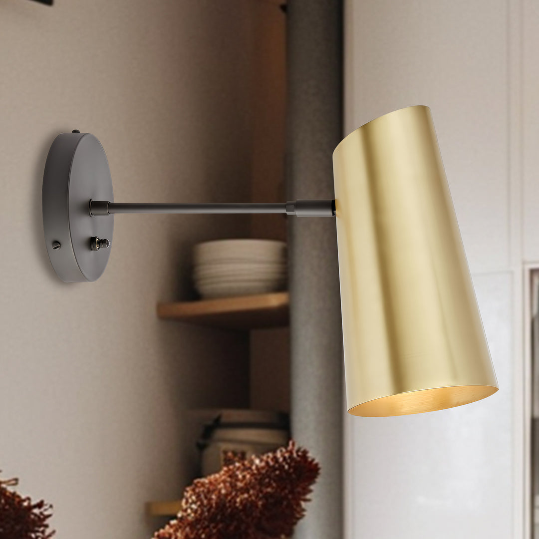 Metal Medium Streamline Glow Sconce - Articulating Brass Wall Lights for Living Room