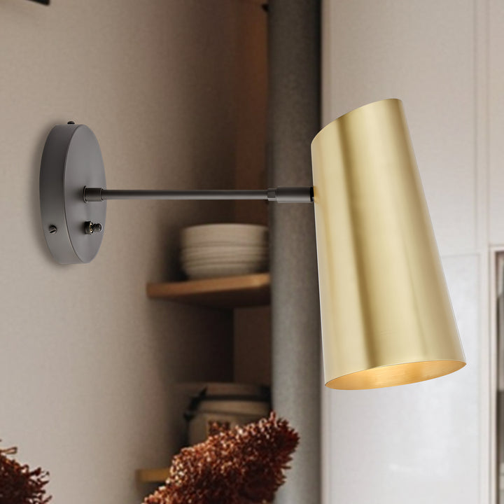 Metal Medium Streamline Glow Sconce - Articulating Brass Wall Lights for Living Room