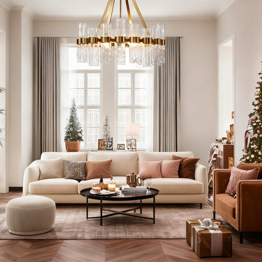 Penni Recycled Glass Chandelier - Elegant Art Deco Lighting Fixture - Perfect for Living Room Chandelier and Hanging Light Fixture