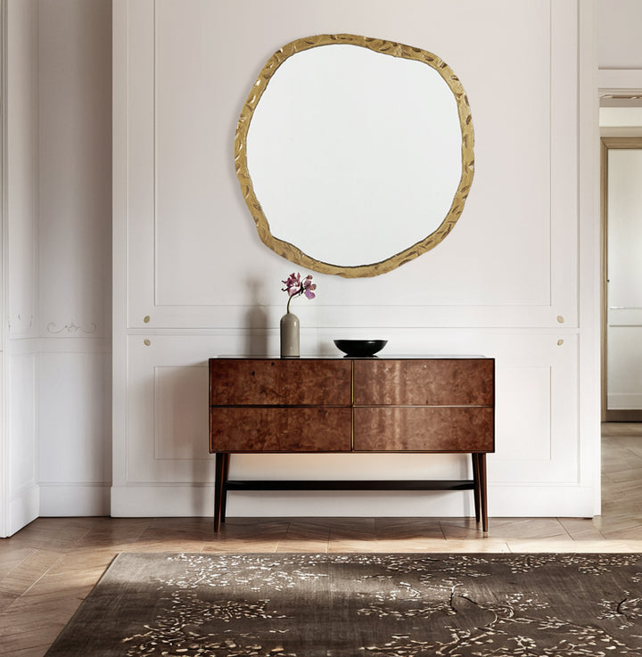 Artisan's Oversized Round Mirror with Rough-Hewn Black Aluminum Frame-Oversized round mirror