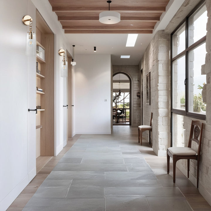 Aged Brass Sconce Wall Lamp, Retro Wall Mounted Lighting with Clear Glass Tube, Decorative Wall Light Fixture for Living Room, Bedroom, Hallway, Kitchen, Staircase