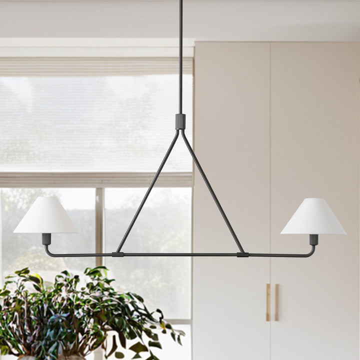 Minimalist Elegance Architectural 2-Light Tapered Pendant: Angular and Minimalist Design for Dining, Bedroom, and Living Room Illumination