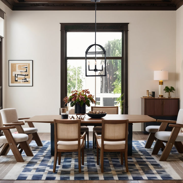 Modern Industrial Forged-Iron Pendant Light - Adjustable Height Hanging Light Fixtures, Suitable for Dining Room And Living Room