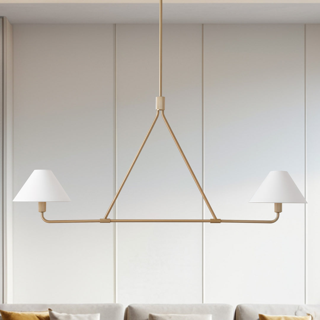 Minimalist Elegance Architectural 2-Light Tapered Pendant: Angular and Minimalist Design for Dining, Bedroom, and Living Room Illumination