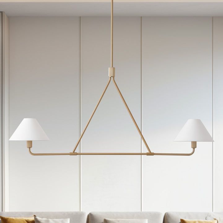 Minimalist Elegance Architectural 2-Light Tapered Pendant: Angular and Minimalist Design for Dining, Bedroom, and Living Room Illumination