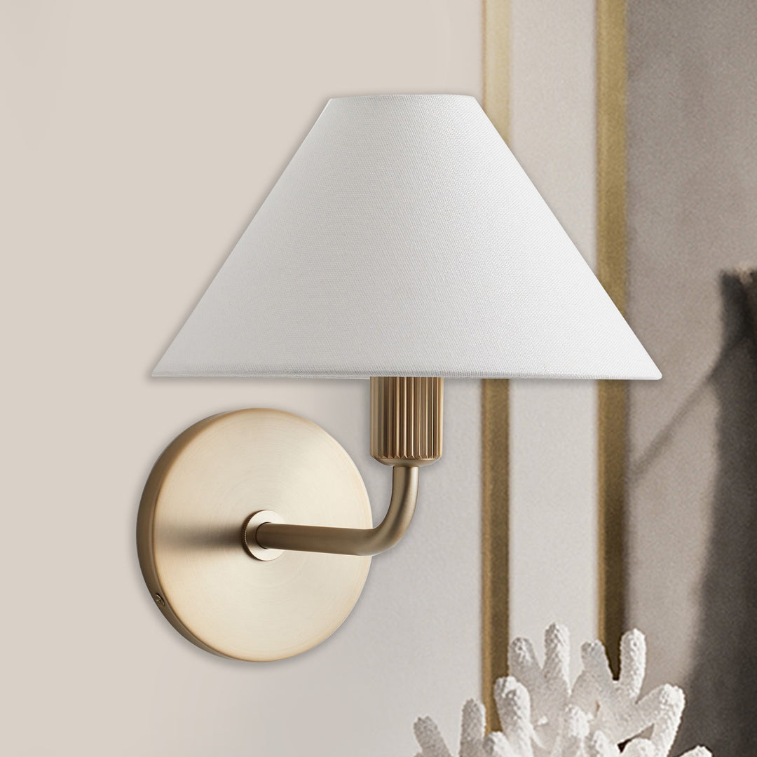 Elegant Linen Glow Sconce - Architectural Design Tapered Shade Wall Sconce for Bedroom and Living Room - A Statement Piece of Elegance and Sophistication