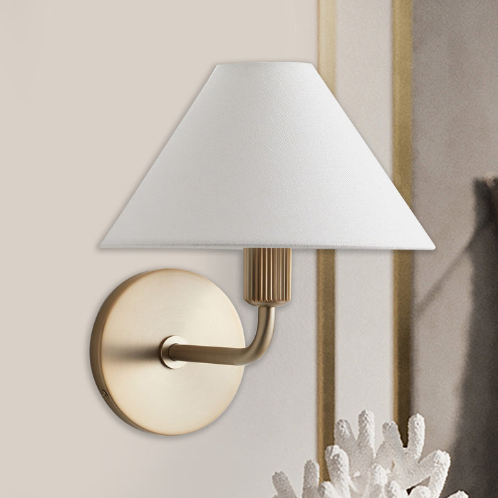 Elegant Linen Glow Sconce - Architectural Design Tapered Shade Wall Sconce for Bedroom and Living Room - A Statement Piece of Elegance and Sophistication