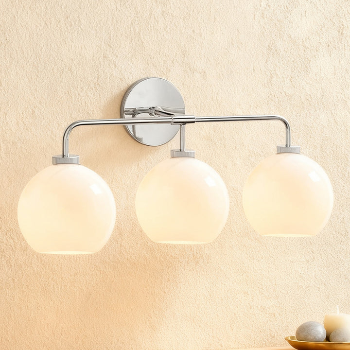 Blown Glass Steel Frame Triple Sconce Collection - Stylish Glass Sconce Options, Bathroom Sconces