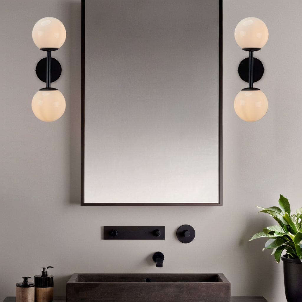 Fiberglass Glow Double Wall Sconce: Cast Fiberglass with White Textured Finish and Pewter/Gold Accents for Kitchen, Bathroom, Outdoor