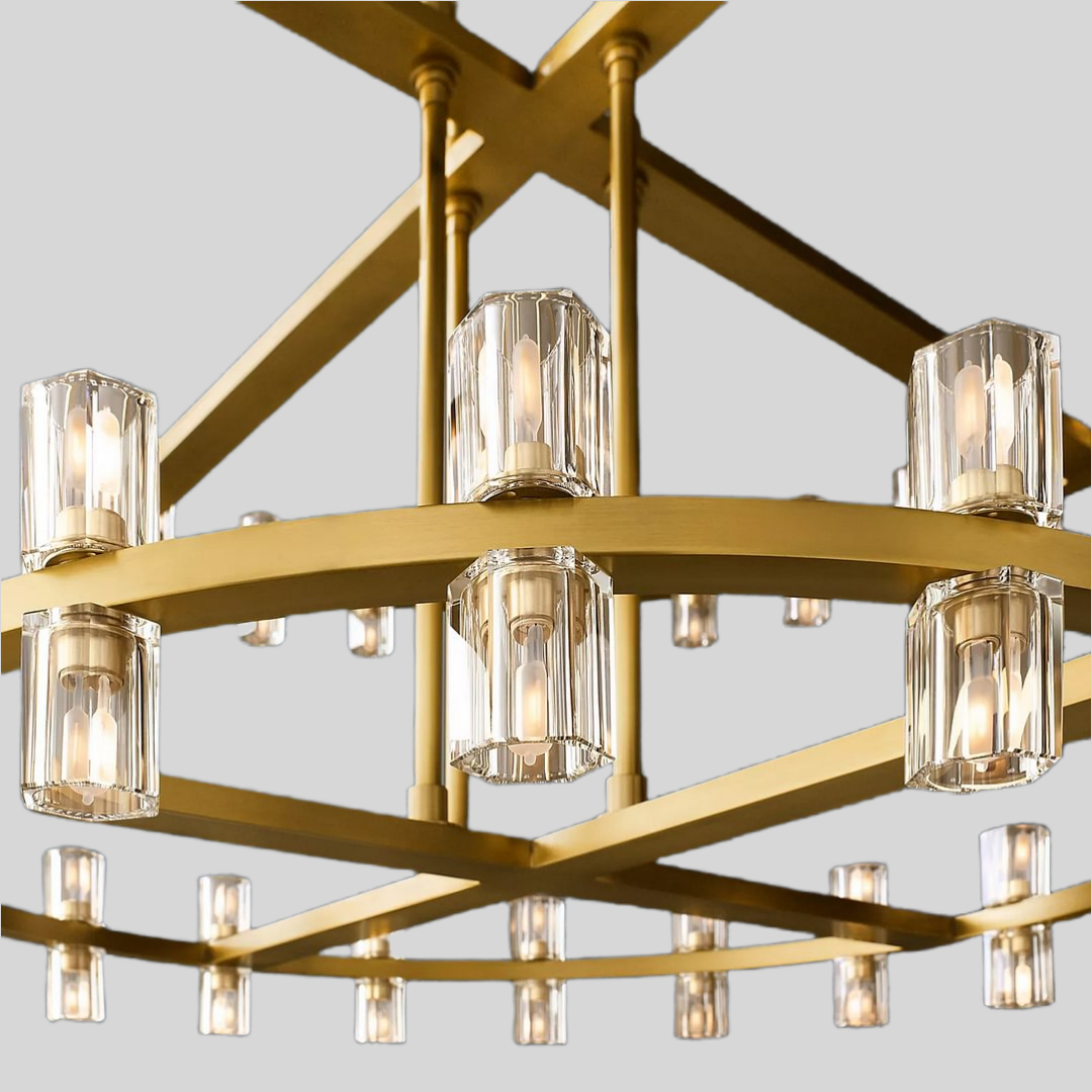 Theresa Crystal Modern Chandelier - Maria Theresa Design with Clear Crystal and Precision Cut K9 Crystal - Stylish Hanging Light Fixture Perfect for Your Living Room