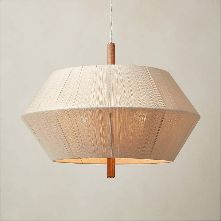 Contemporary Boho Oak Natural Cotton Weaved Pendant Light - Stylish White Oak with Cotton Rope Shade for Dining Room