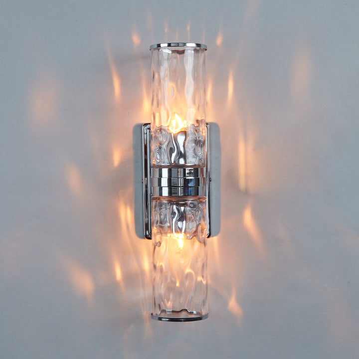 Hammered Clear Glass Shades Candelabra Sconce - Elegant Wall Sconces with Rich Finishes, Suitable for the Bathroom as Lighting for Your Makeup