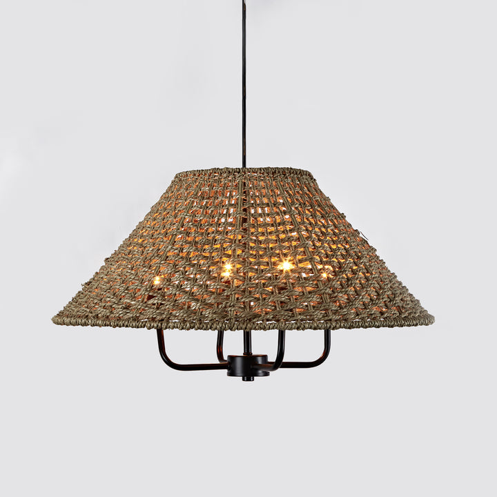 Natural Fiber Woven Pendant Light, Conical Shape Ceiling Light Fixture, Bohemia Elegant Weave Pendant Light, Contemporary Hanging Light Fixture for Living Room, Dining Room, Bedroom