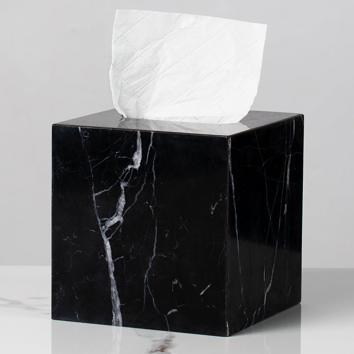 Handcrafted Black Marquina Marble Bath Accessories - Unique and Chic Bathroom Supplies for Elegant Decor