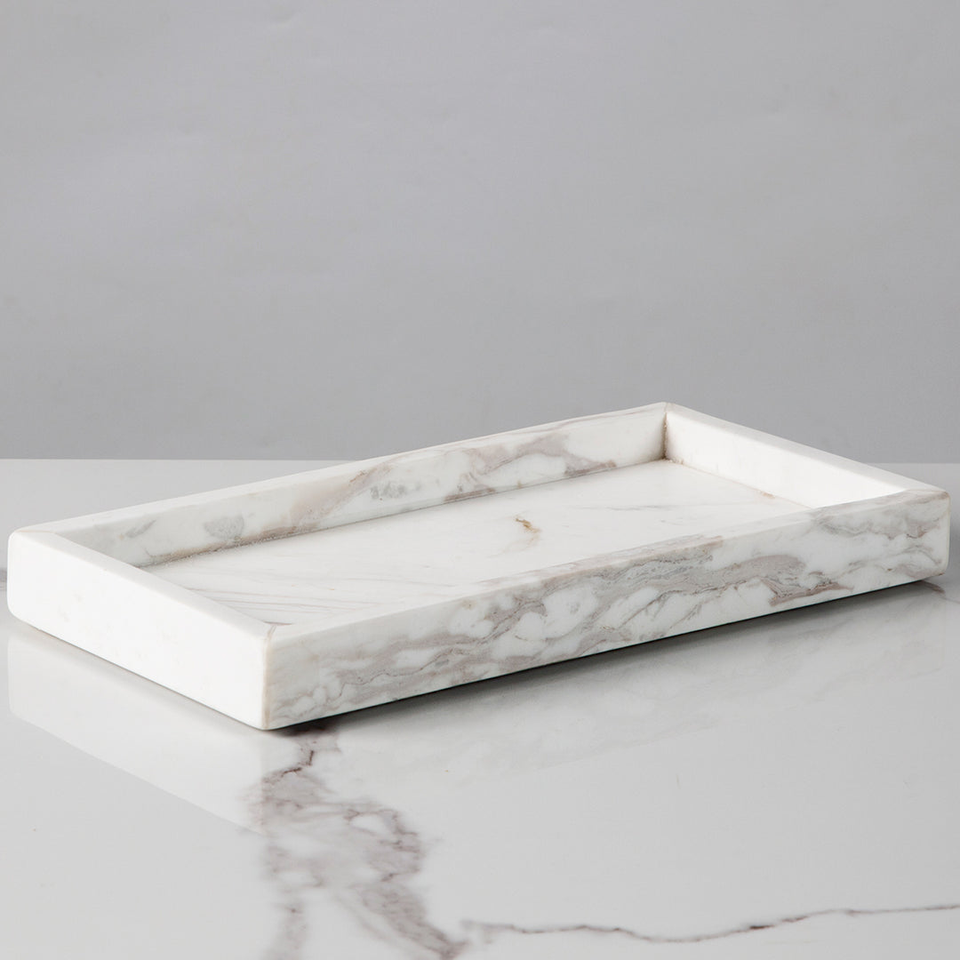 Polished Arabascato Marble Bath Accessories with Stainless Steel Pump - Elegant Decor for Marble Bathrooms, Featuring Unique Veining