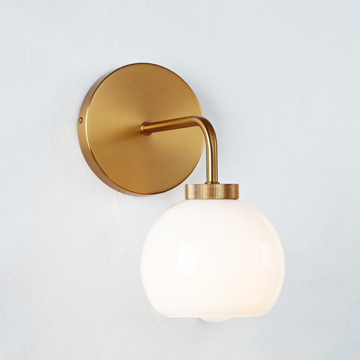 Blown Glass Steel Frame Single Sconce Collection- Stylish Wall Light Fixture, Bathroom Sconce