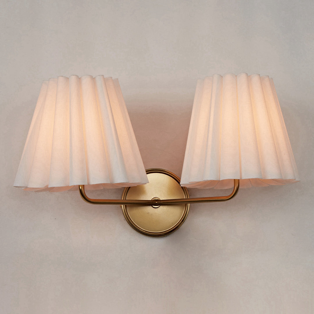 Modern Brass Double Sconce for Transitional Decor - Hardwired Lighting for Bedrooms, Living Rooms, and Hallways