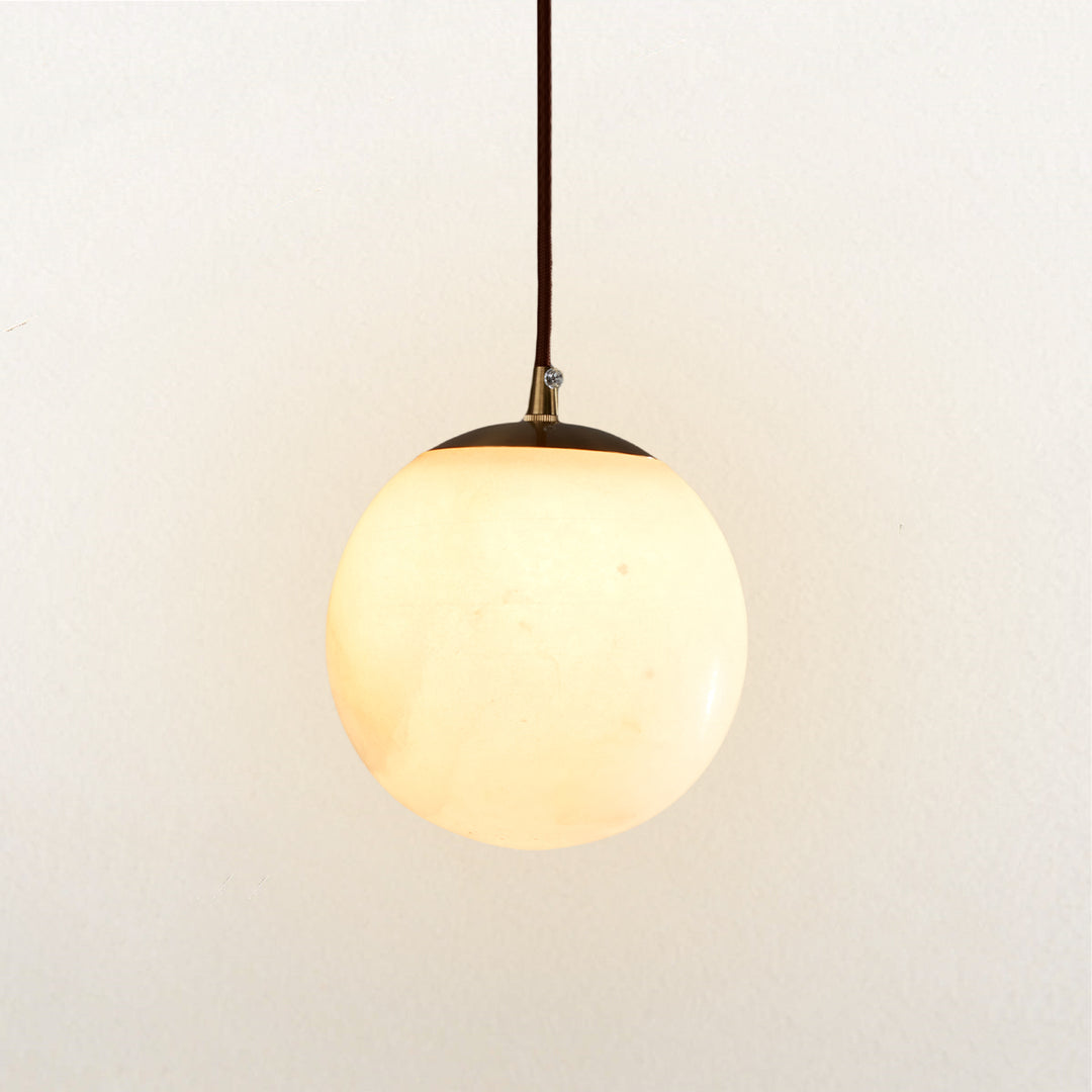 Alabaster Hanging Pendant Light with Polished Brass Accents and Unique Texture, Pendant Lights for Living Room, Kitchen Lights, Bedroom Lights