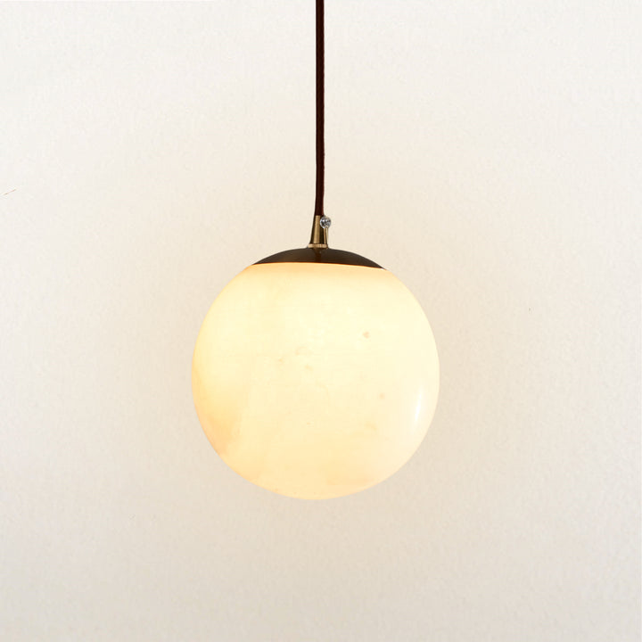 Alabaster Hanging Pendant Light with Polished Brass Accents and Unique Texture, Pendant Lights for Living Room, Kitchen Lights, Bedroom Lights