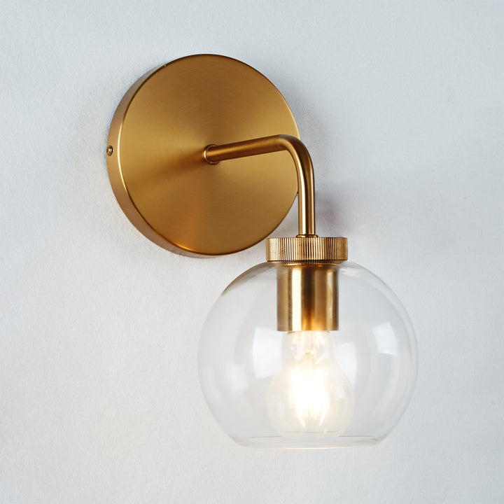 Blown Glass Steel Frame Single Sconce Collection- Stylish Wall Light Fixture, Bathroom Sconce