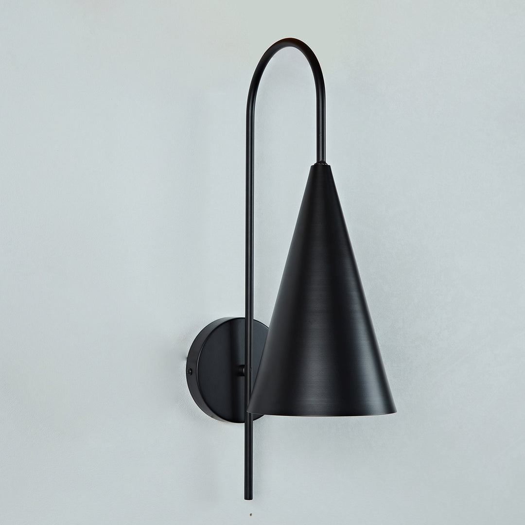 Glowing Conical Sconce - Modern Style with Solid Brass and Conical Shade, Featuring a Sleek Arched Pole - Perfect for Exterior Wall Lights and Outdoor Wall Lights, Ideal for Candle Wall Sconces