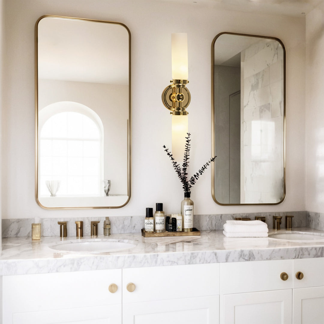 Spherical Steel Sconce - Modern Silhouette with Steel Construction and Spherical Detail - Stylish Bathroom Wall Lights and Contemporary Bathroom Sconces Modern