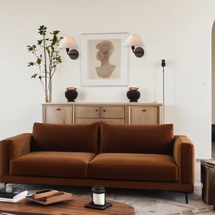 Elegant Linen Glow Sconce - Architectural Design Tapered Shade Wall Sconce for Bedroom and Living Room - A Statement Piece of Elegance and Sophistication