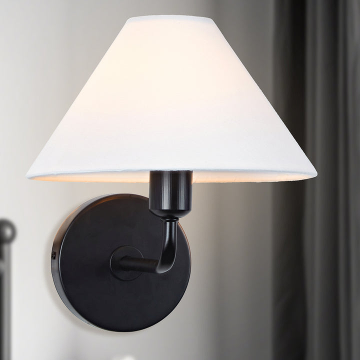 Elegant Linen Glow Sconce - Architectural Design Tapered Shade Wall Sconce for Bedroom and Living Room - A Statement Piece of Elegance and Sophistication