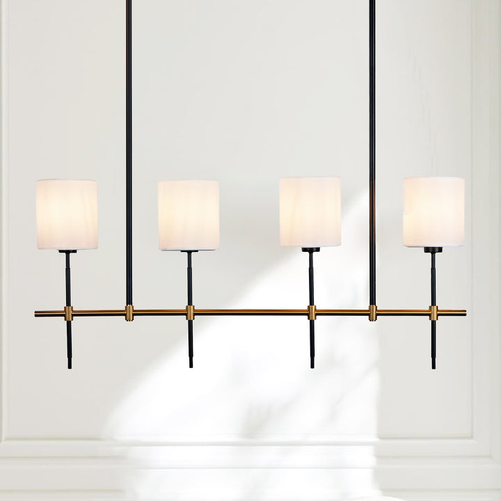 LuxeLinen Linear Metal Chandelier - High-End Design with Sophisticated Construction and Rich Finishes - Perfect Light Fixtures for Dining Room