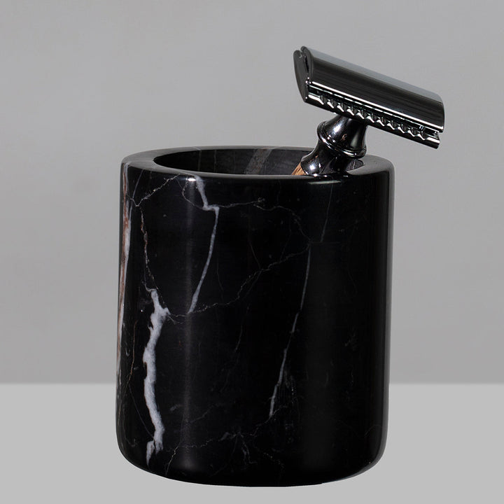 Handcrafted Black Marquina Marble Bath Accessories - Unique and Chic Bathroom Supplies for Elegant Decor