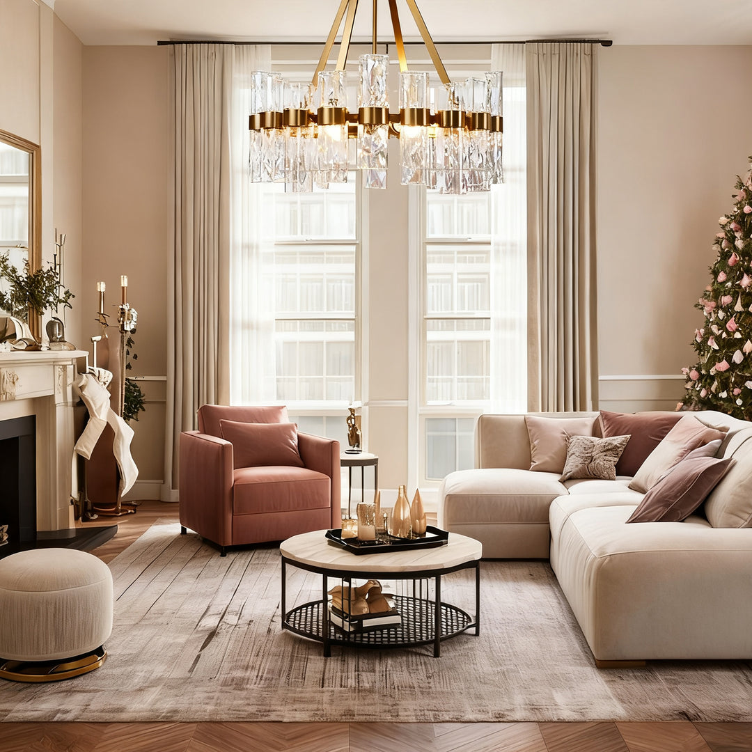 Penni Recycled Glass Chandelier - Elegant Art Deco Lighting Fixture - Perfect for Living Room Chandelier and Hanging Light Fixture