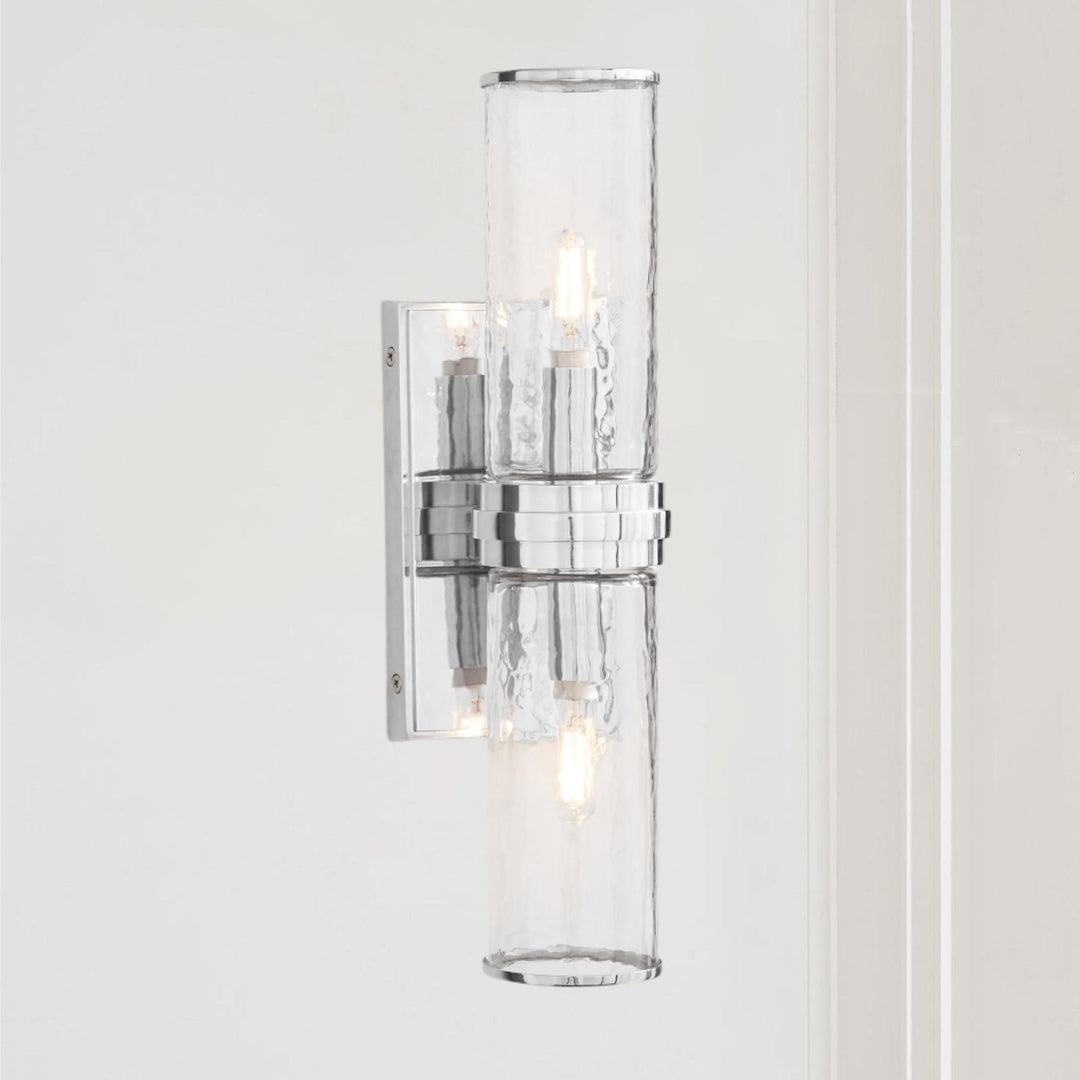 Hammered Clear Glass Shades Candelabra Sconce - Elegant Wall Sconces with Rich Finishes, Suitable for the Bathroom as Lighting for Your Makeup