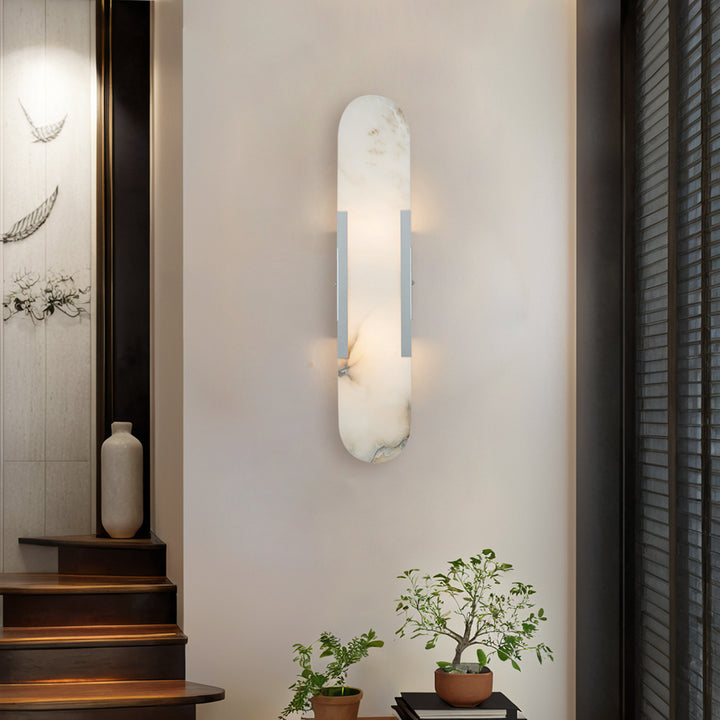 Alabaster Elegance Backplate Sconce - Elegant Alabaster Design with Stunning Finishes - Perfect for Bathroom Sconce