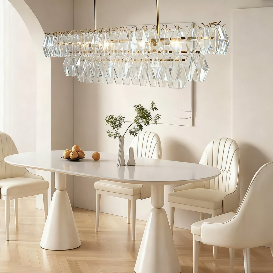 Timeless Elegance Fluted Crystal Chandelier with Luxe Metallic Finish,Fluted crystal effect ,dining room light fitting