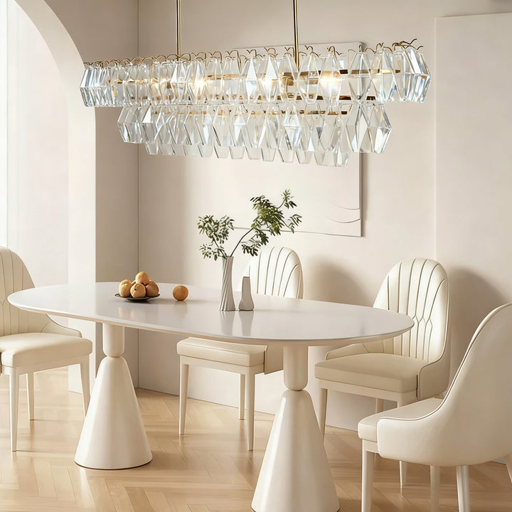Timeless Elegance Fluted Crystal Chandelier with Luxe Metallic Finish,Fluted crystal effect ,dining room light fitting