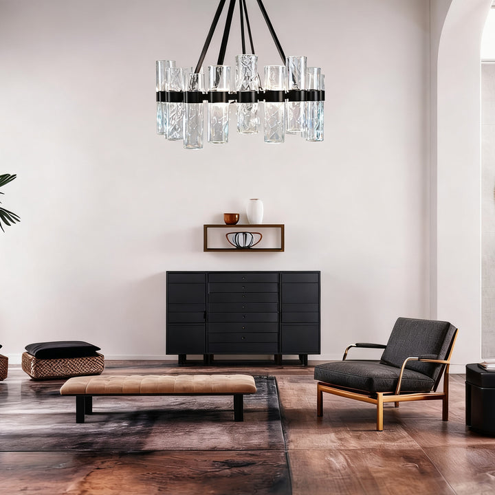 Penni Recycled Glass Chandelier - Elegant Art Deco Lighting Fixture - Perfect for Living Room Chandelier and Hanging Light Fixture