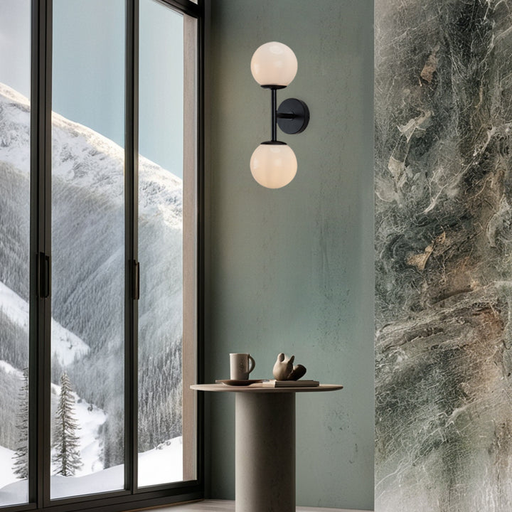 Fiberglass Glow Double Wall Sconce: Cast Fiberglass with White Textured Finish and Pewter/Gold Accents for Kitchen, Bathroom, Outdoor