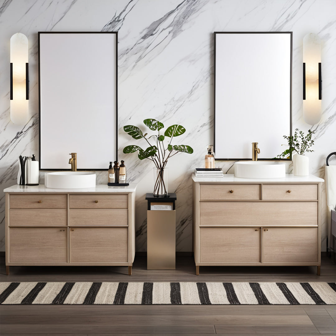 Alabaster Elegance Backplate Sconce - Elegant Alabaster Design with Stunning Finishes - Perfect for Bathroom Sconce