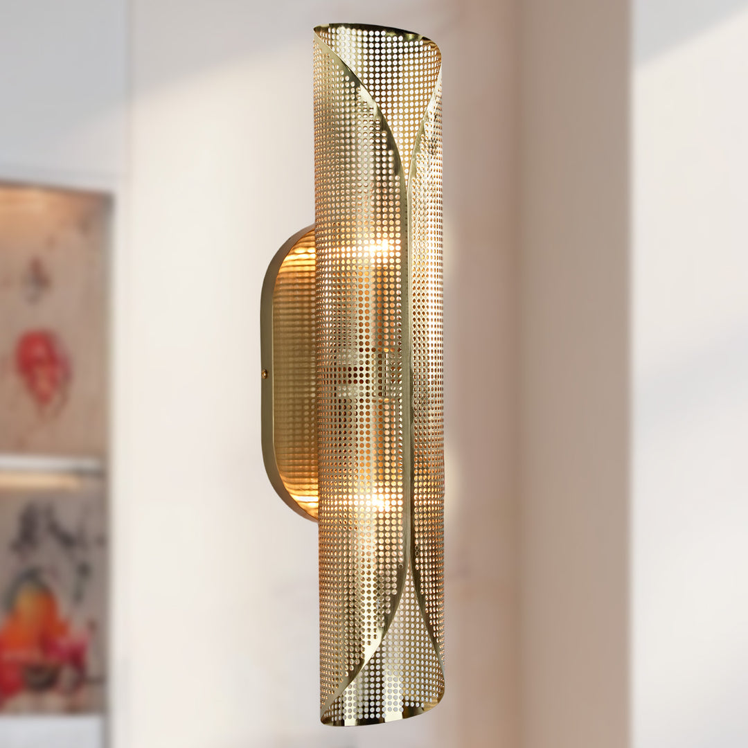 Curl Perforated Sconce 2-Light - Modern Light Fixture for kitchen, Bedroom Wall Sconces