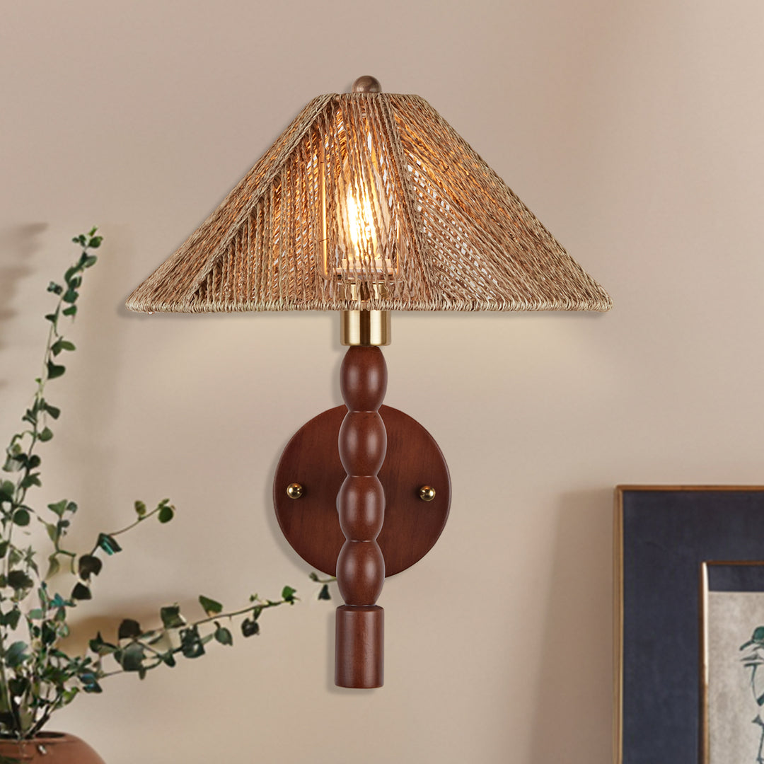 Samina Sconce - Modern Style with Handwoven jute and solid walnut - Perfect for Living Room, Dining Room and Enteyway