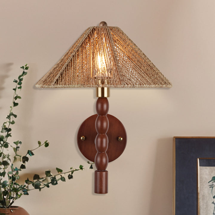 Samina Sconce - Modern Style with Handwoven jute and solid walnut - Perfect for Living Room, Dining Room and Enteyway