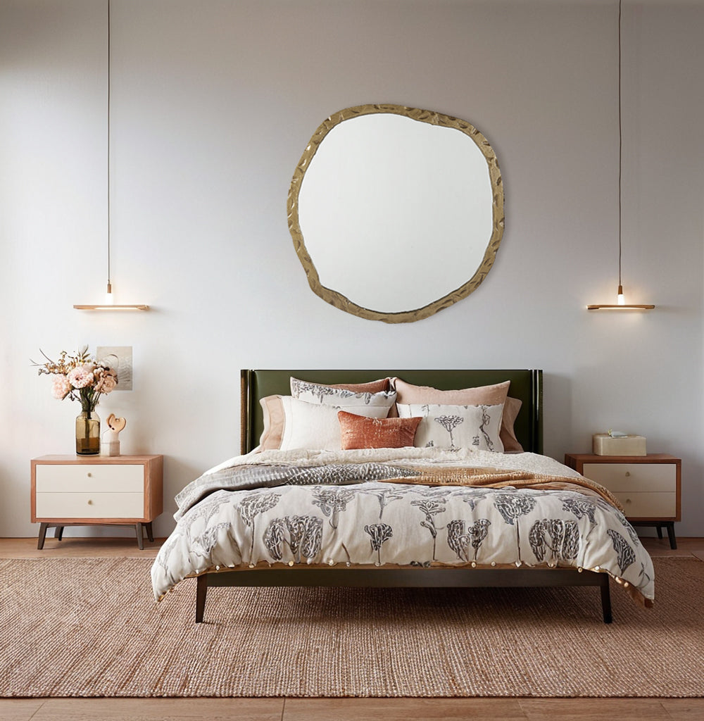 Artisan's Oversized Round Mirror with Rough-Hewn Black Aluminum Frame-Oversized round mirror