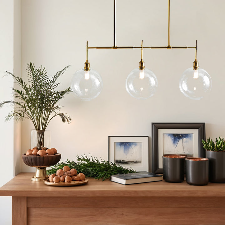 Modern Glam Linear Globe Chandelier - Stylish Two-Toned Light Fixture for Dining Room