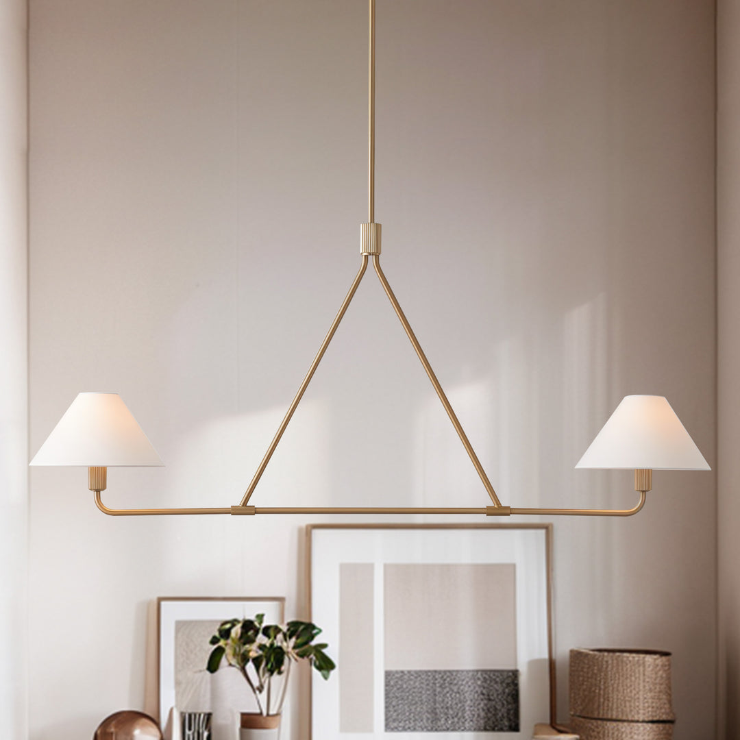 Minimalist Elegance Architectural 2-Light Tapered Pendant: Angular and Minimalist Design for Dining, Bedroom, and Living Room Illumination