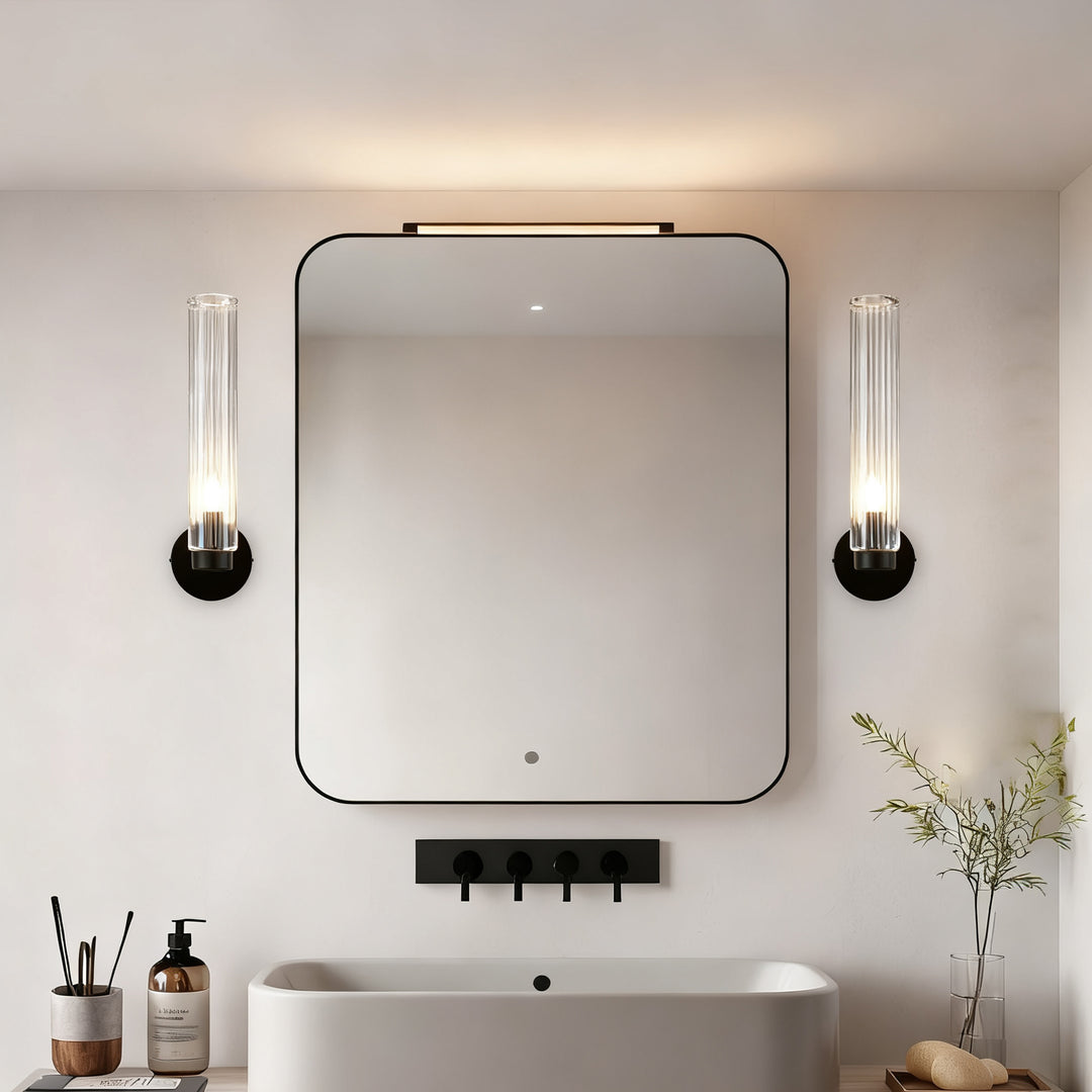 Radiant Fluted Glow Sconce - Elegant Bathroom Wall Lights with Fluted Glass Shade, Suitable for Your Makeup Lighting Mirror in the Bathroom